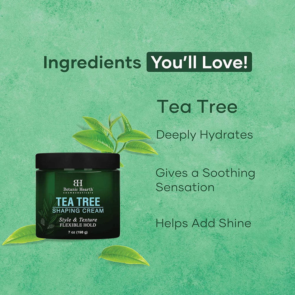 Botanic Hearth Crème-coiffage Tea Tree pour un fini mat et sans frisottis.
