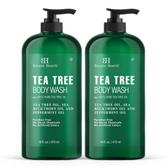 Botanic Hearth Gel Douche Arbre-a-The, bouteille nette pour nettoyage en profondeur du corps.