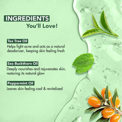 Botanic Hearth Gel Douche Arbre-a-The, mousse généreuse pour sensation de fraîcheur durable.