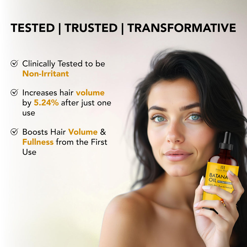 Goutte d'huile Batana sur la paume – texture légère et absorption rapide