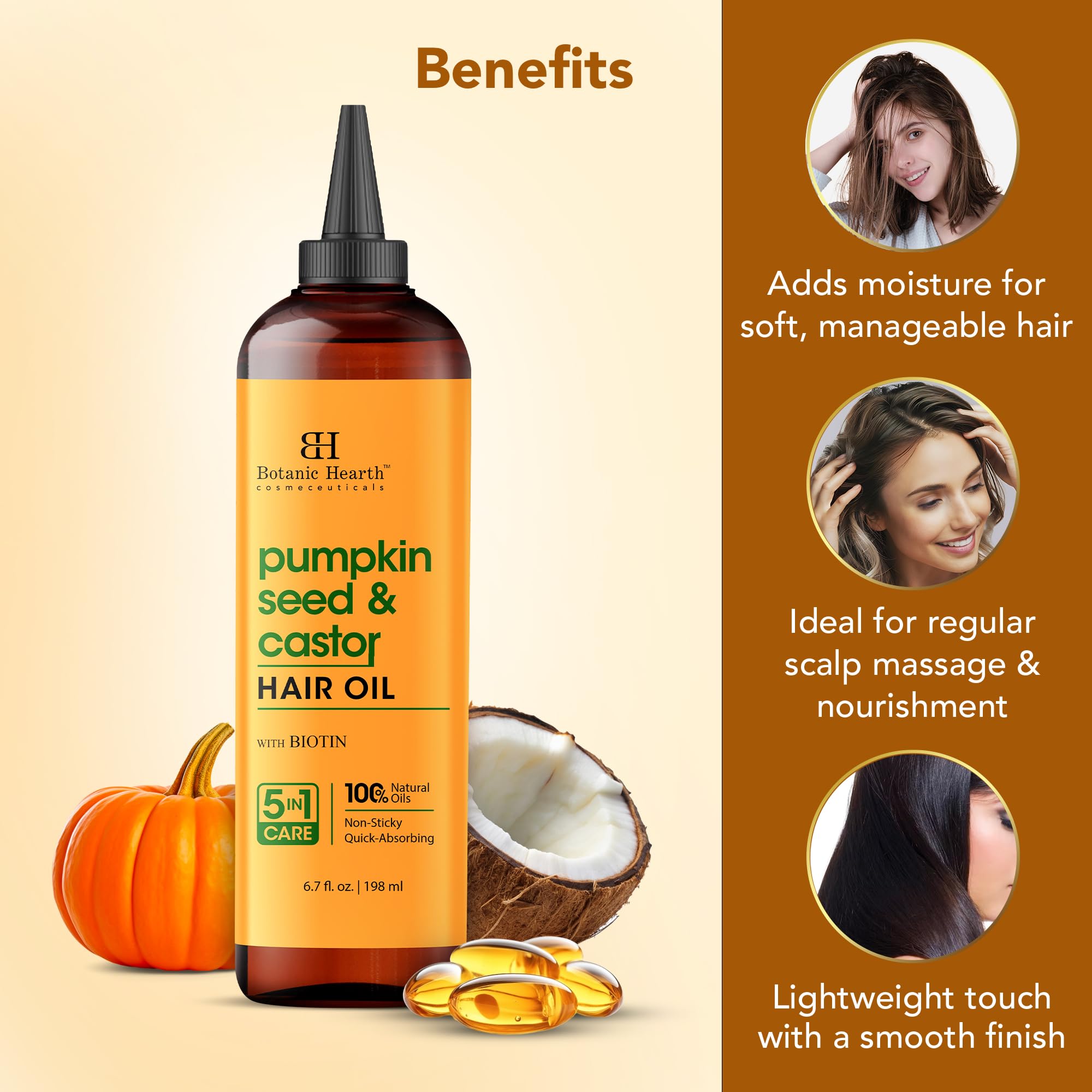 Botanic Hearth Huile Cheveux: lissage des frisottis et hydratation équilibrée.