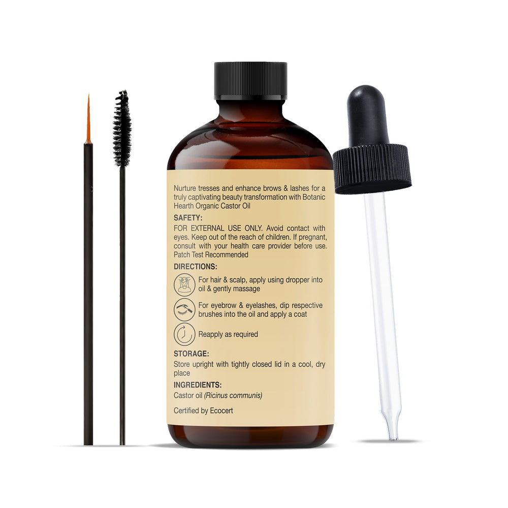 Botanic Hearth huile ricin, brosse sourcils pour nourrir et délimiter les poils.
