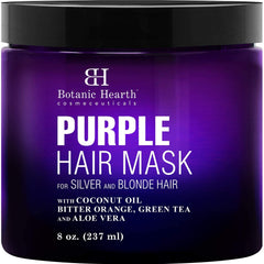 Botanic Hearth Purple Hair Mask bottle demonstrates sulfate-free formula for blonde hair.