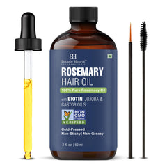Huile de romarin Botanic Hearth dans flacon ambré pour la vitalité des cheveux.
