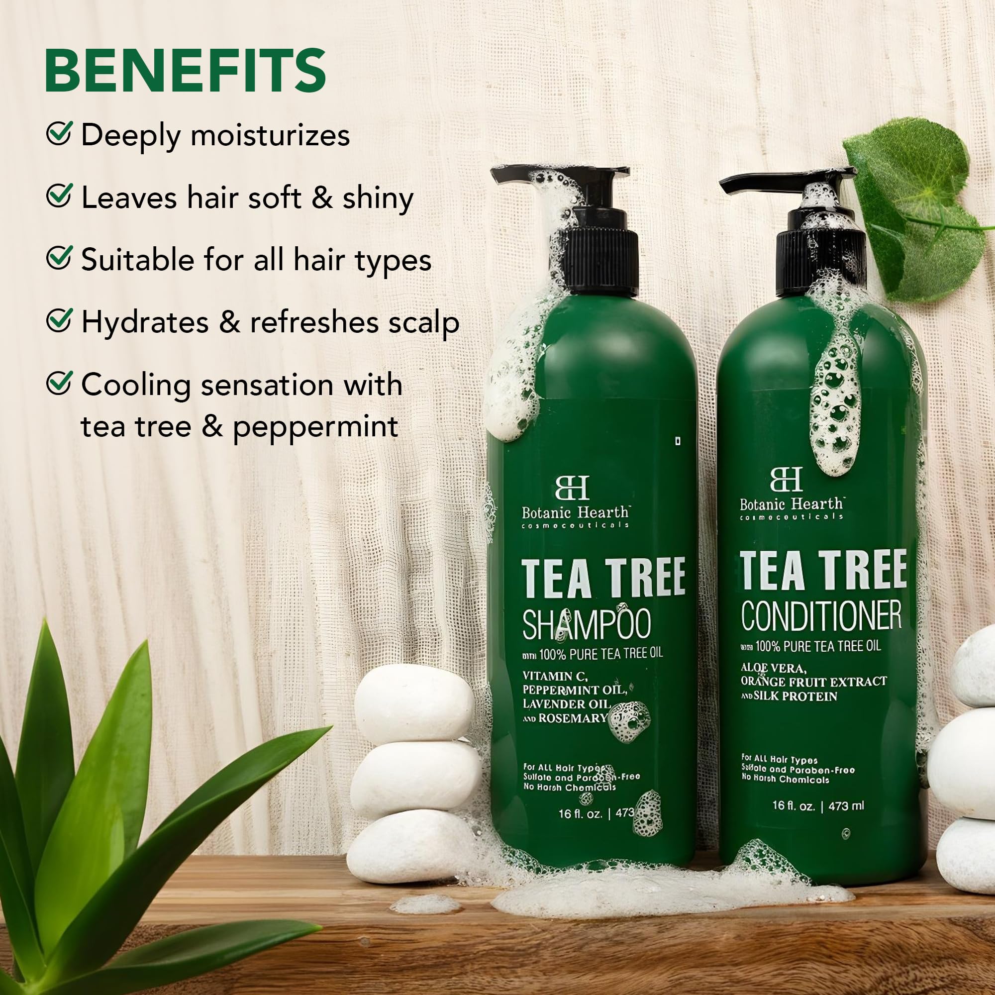 Botanic Hearth Sans-Sulfates – badge sur flacon, choix doux pour les cheveux.