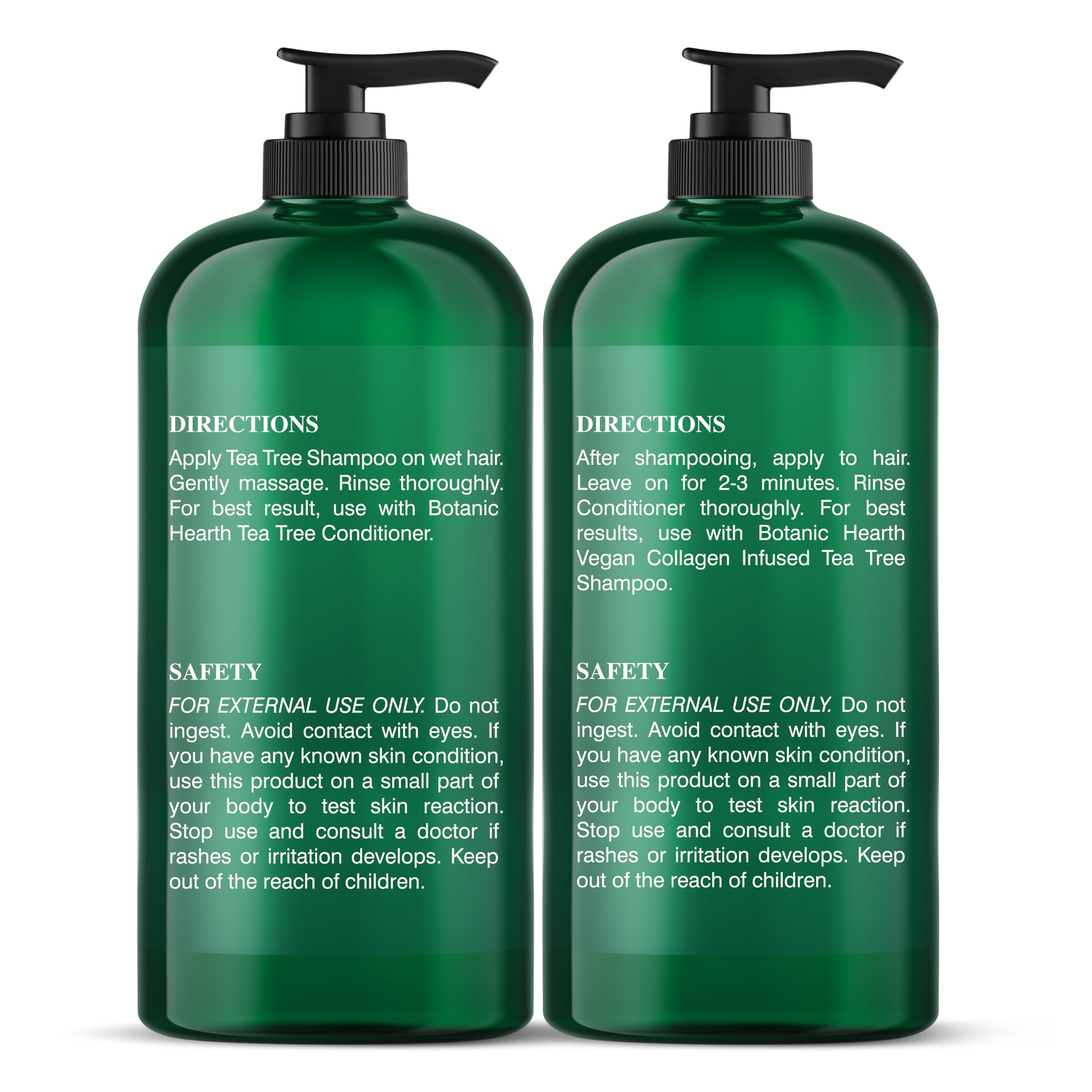 Shampoing Tea Tree en mousse sur cheveux mouillés, sensation fraîche et nettoyante.