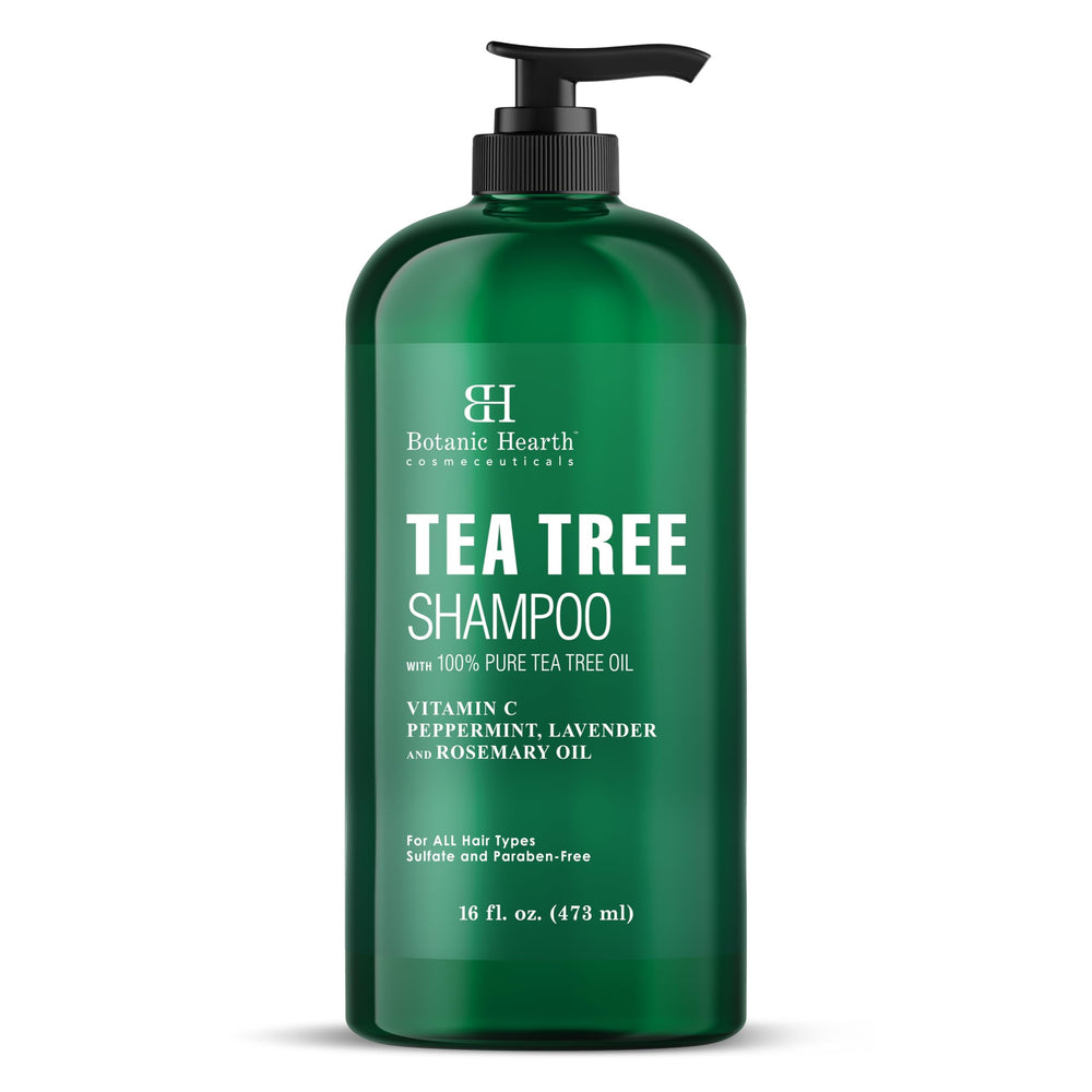 Botanic Hearth shampooing arbre à thé dans la bouteille, parfum rafraîchissant.