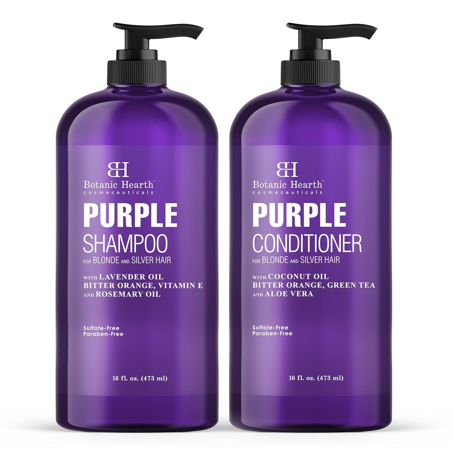 Botanic Hearth shampooing violet pour blond et argent, met en valeur les reflets.