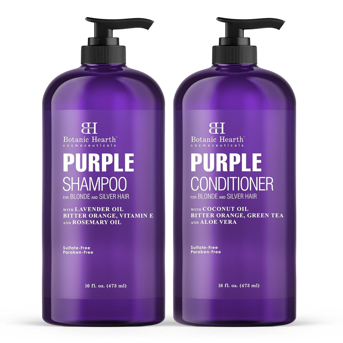 Botanic Hearth shampooing violet pour blond et argent, met en valeur les reflets.