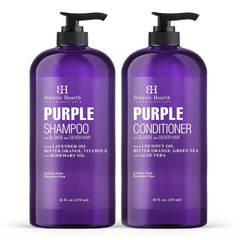 Botanic Hearth shampooing violet pour blond et argent, met en valeur les reflets.