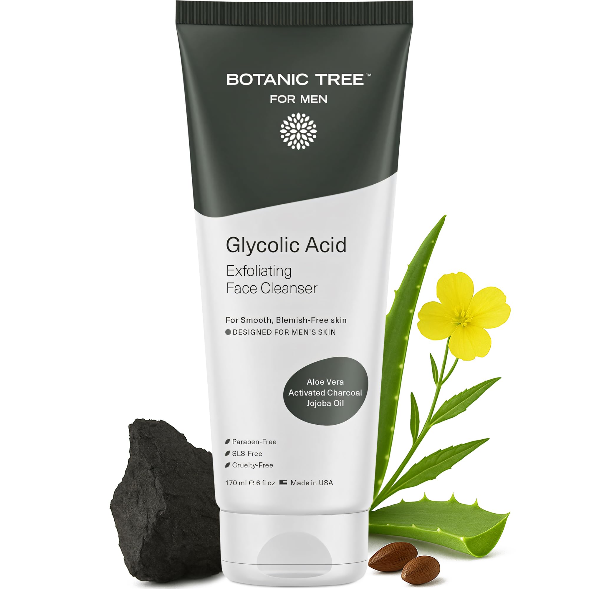 Botanic Tree nettoyant glycolique pour le visage — bouteille élégante.