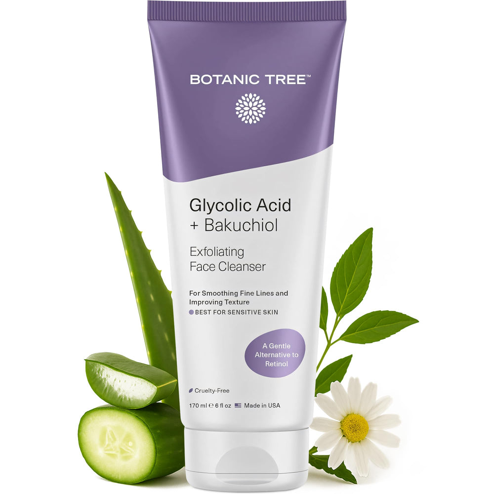Botanic Tree Bakuchiol-Glycolic Face Wash : bouteille prête à l'emploi pour peau lumineuse