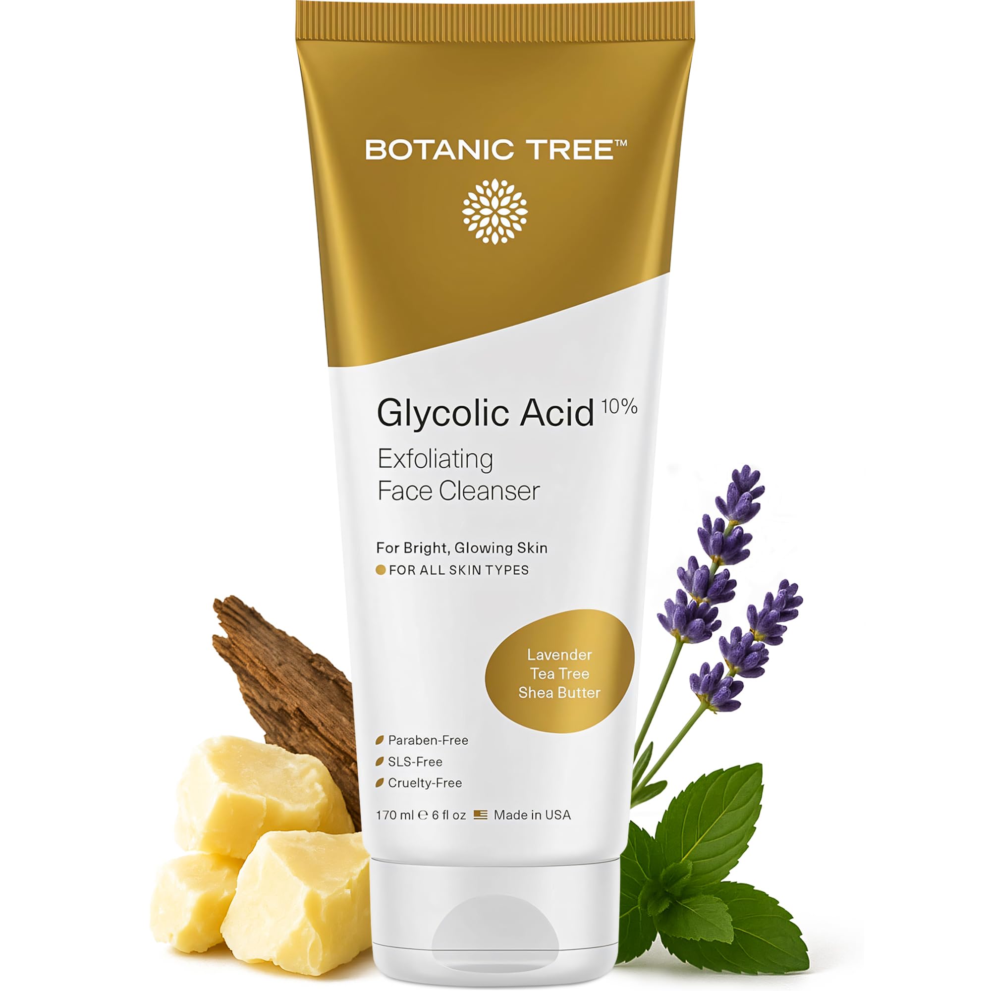 Botanic Tree bouteille-lavage-visage-acide-glycolique: nettoyage en profondeur et teint plus uniforme.