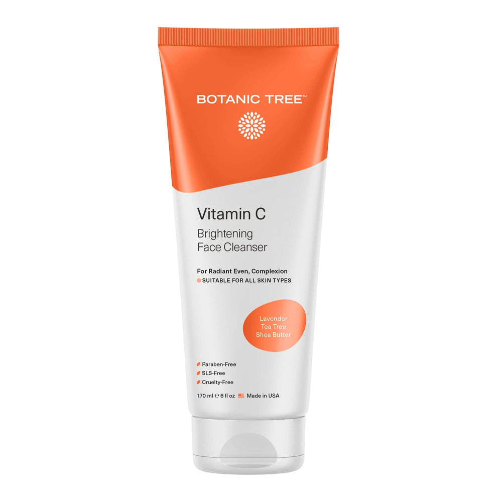 Botanic Tree Lavage-visage vitamine C, bouteille visible, soin doux pour tous types de peau.