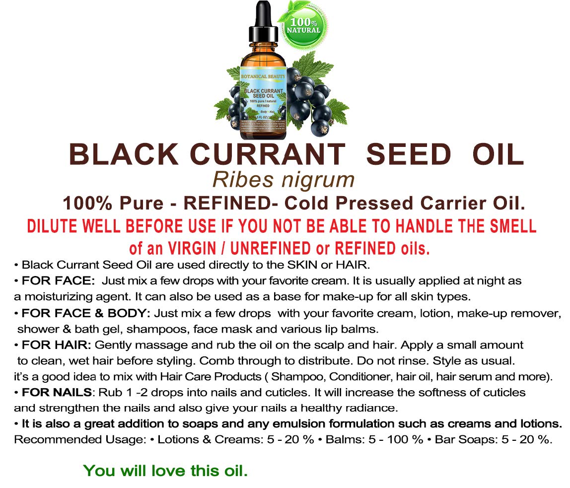 Botanical Beauty Black Currant Seed Oil in bath oil for body care