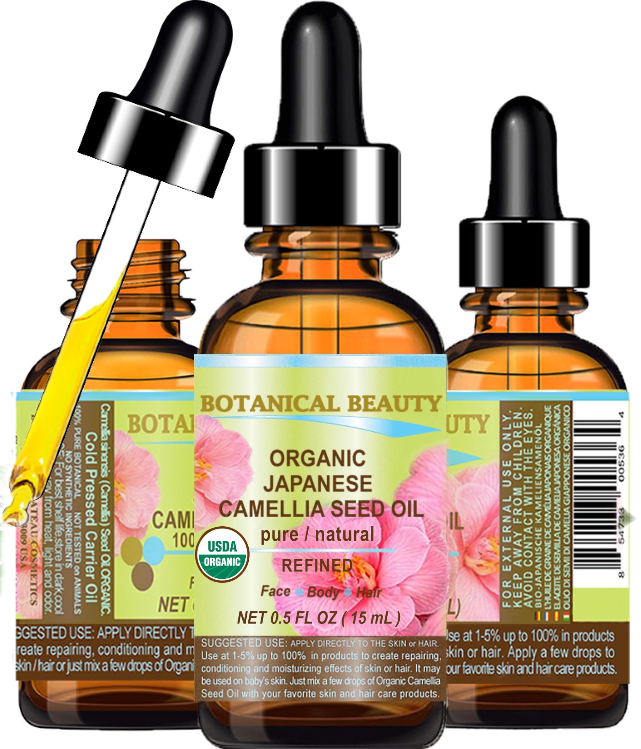 Botanical Beauty Camélia Japonaise — flacon pour peau radieuse et non grasse.