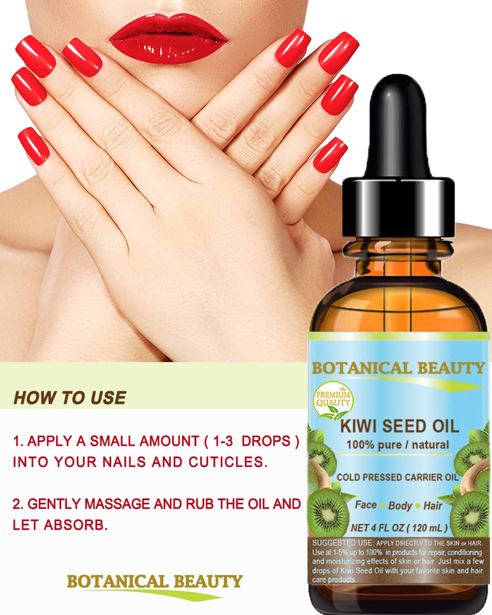 Kiwi Seed Oil ingredients highlight vitamin C, omega fatty acids