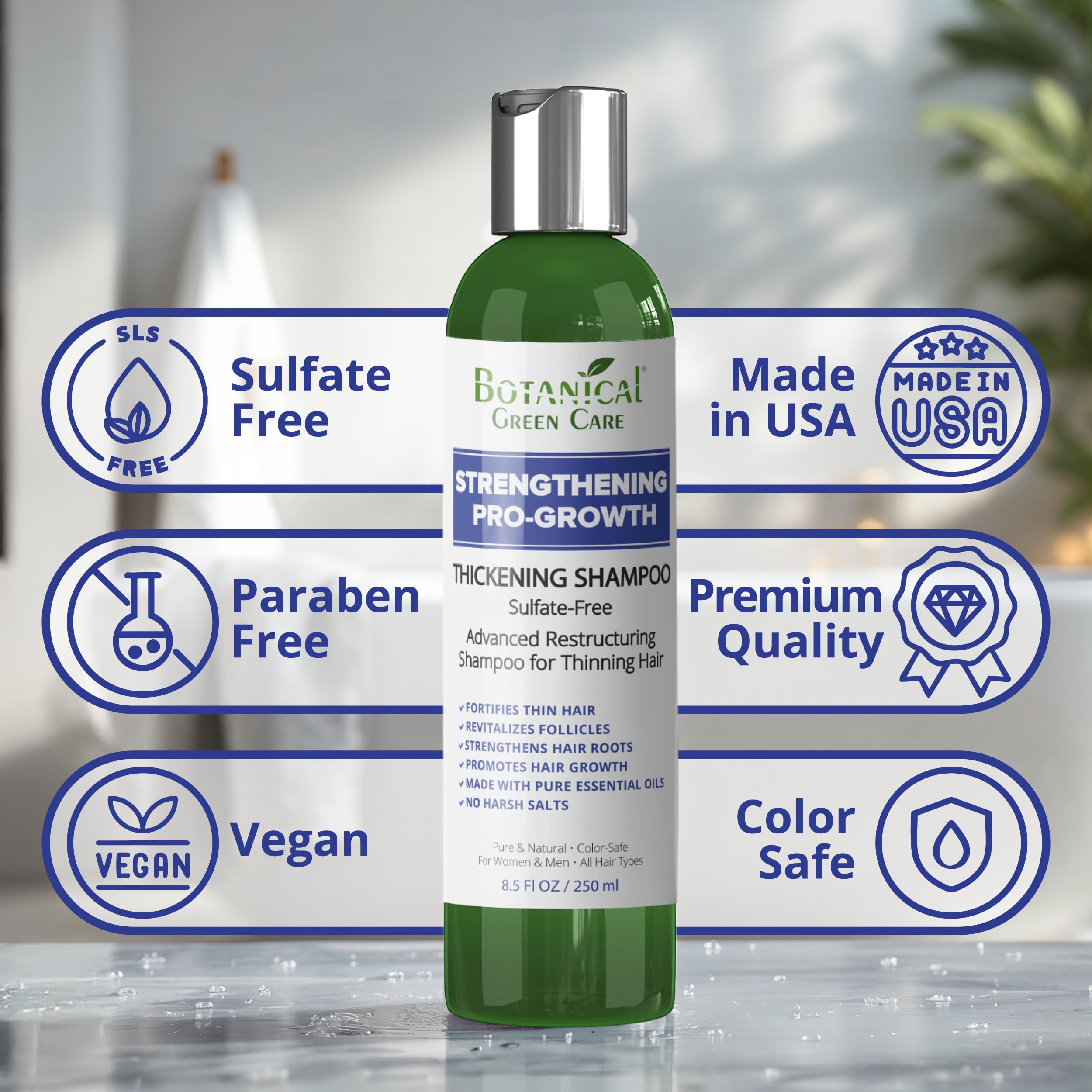 Botanical Green Care ProGrowth — application-mains: massage ciblé pour cuir chevelu rafraîchi.