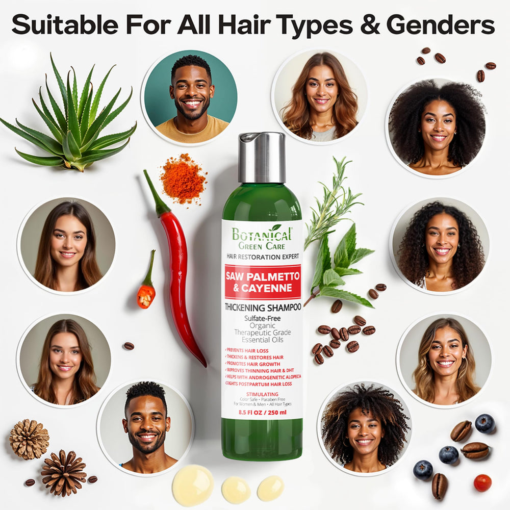 Botanical Green Care Saw Palmetto Cayenne Shampoo sans sulfates – couleur protégée