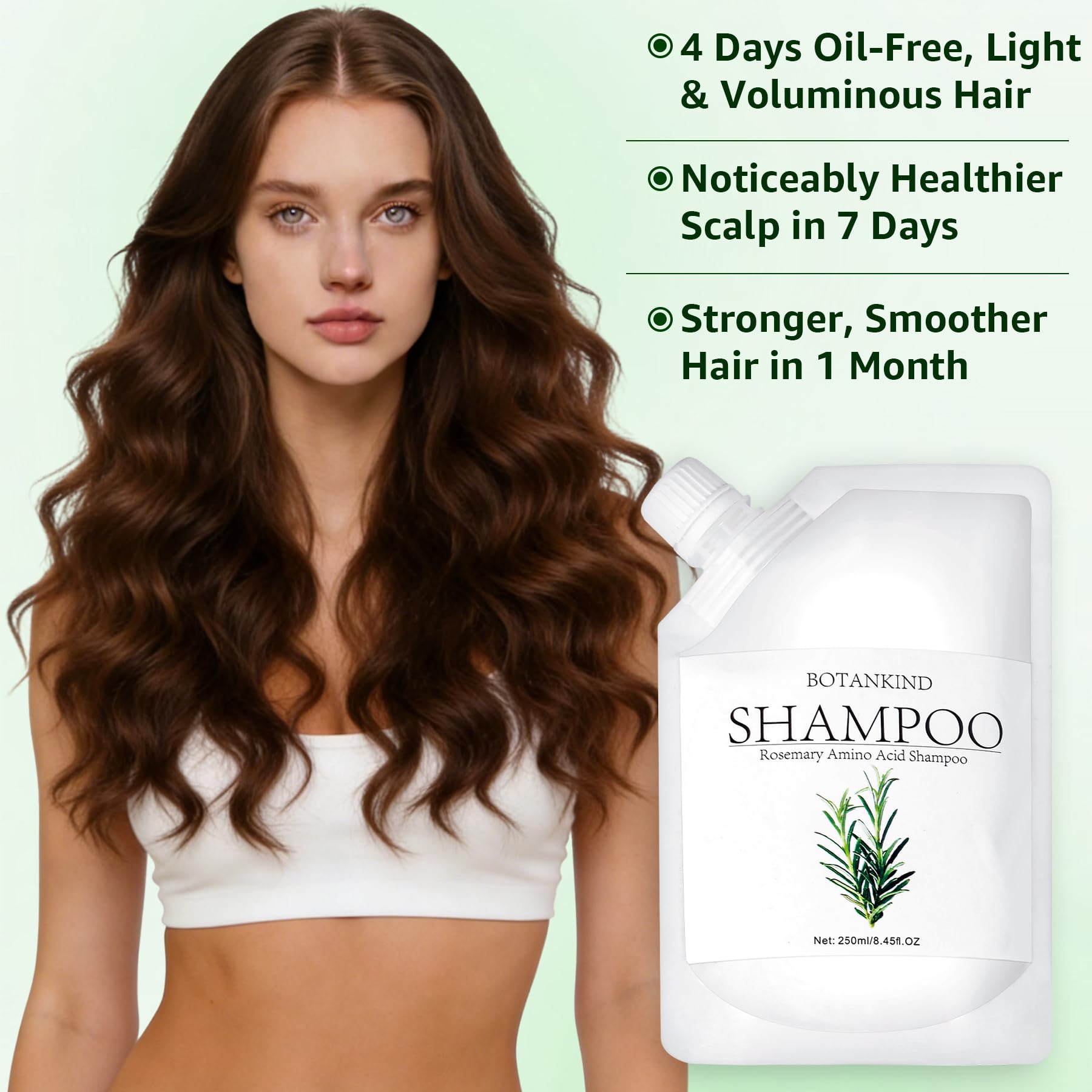 Botanikind Shampoing sans parabènes : Emballage clair et formule naturelle respectueuse.