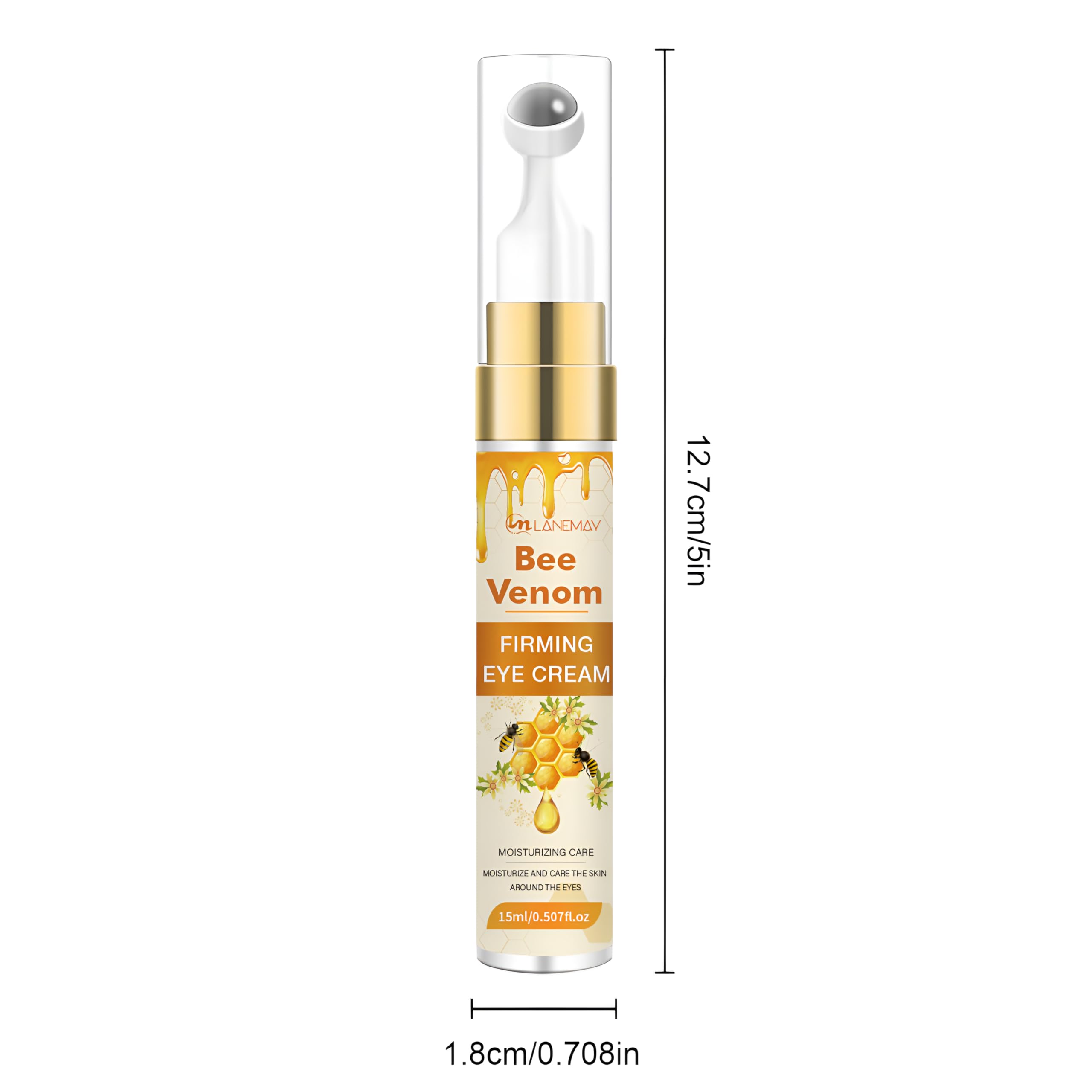 Crème contour yeux botox abeille venin, texture visible, hydratation et éclat.