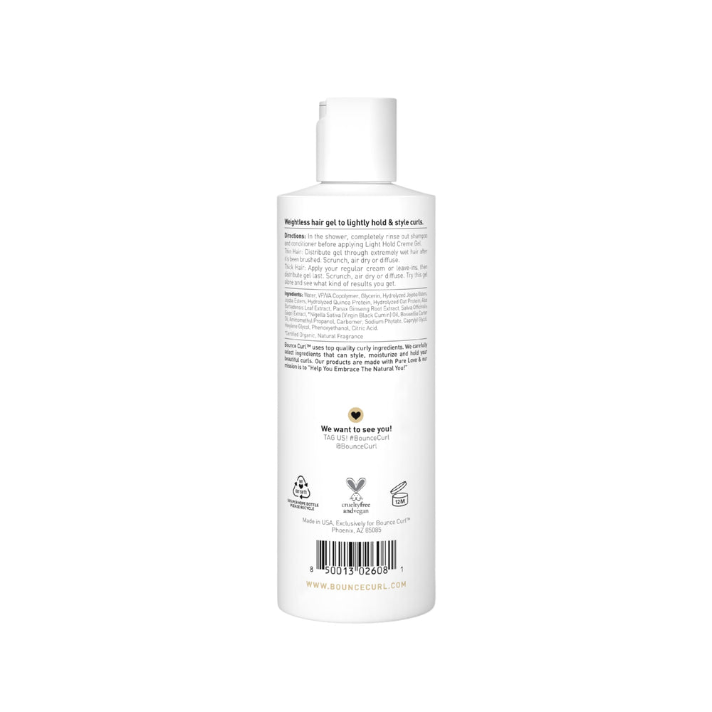Bounce Curl Light Hold Creme Gel — formule sans silicones, parabènes et sulfates.