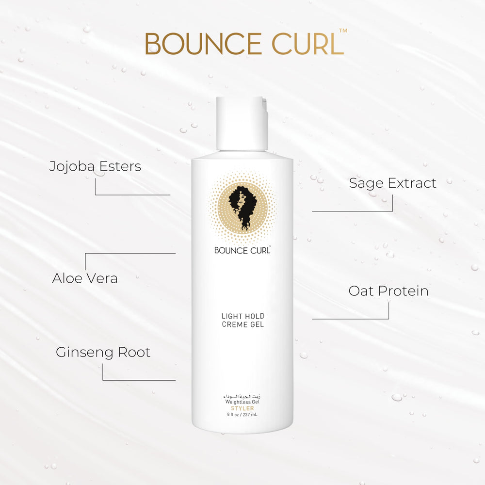 Bounce Curl Light Hold Creme Gel — hydratation grâce à l’aloe et extraits botaniques.