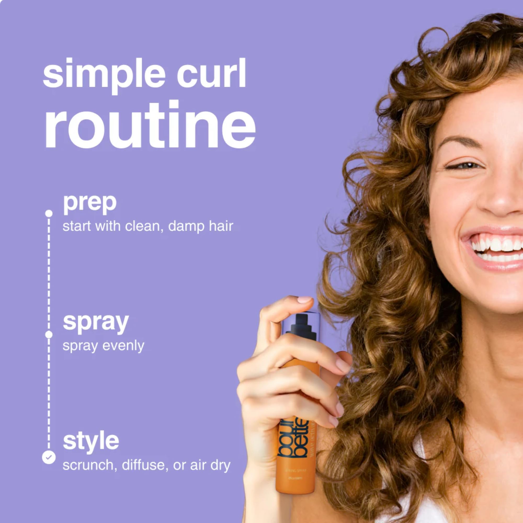 Bounce Style Wave Activator – spray appliqué sur cheveux humides pour des frisures sans frisottis.