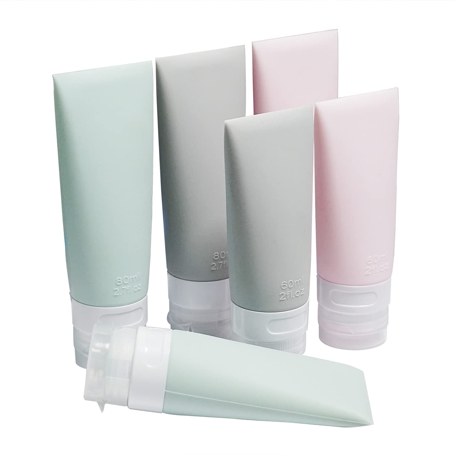 Bouti1583 bouteilles voyage silicone rose 80 ml, faciles à remplir et transporter.