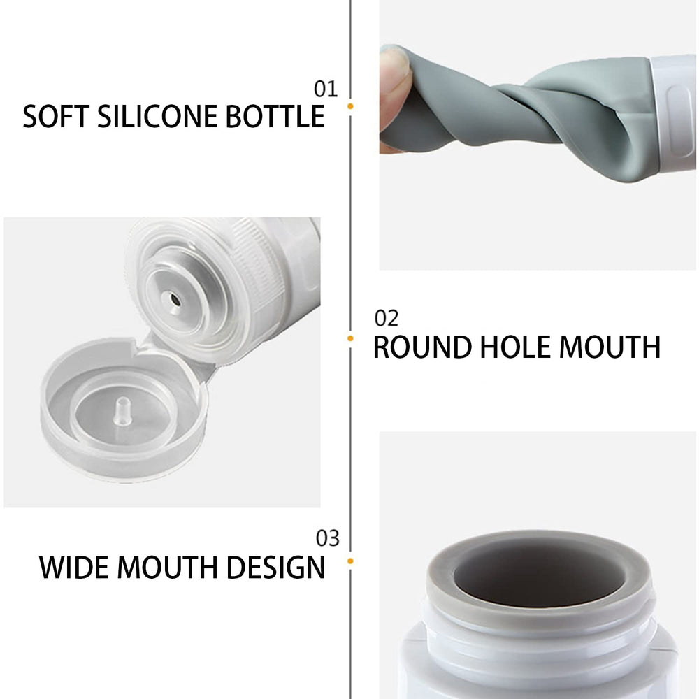 Bouti1583 ensemble bouteilles voyage silicone 6 pièces, rangement optimal dans bagage.