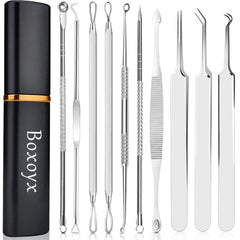 Boxoyx kit-outils-comedons 10pieces: kit complet avec étui métallique pour extraction précise.
