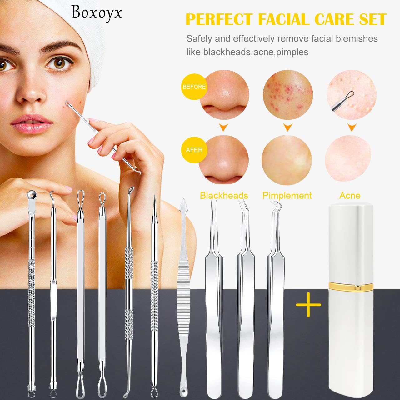 Boxoyx kit-outils usage visage, outil compact pour routines quotidiennes.