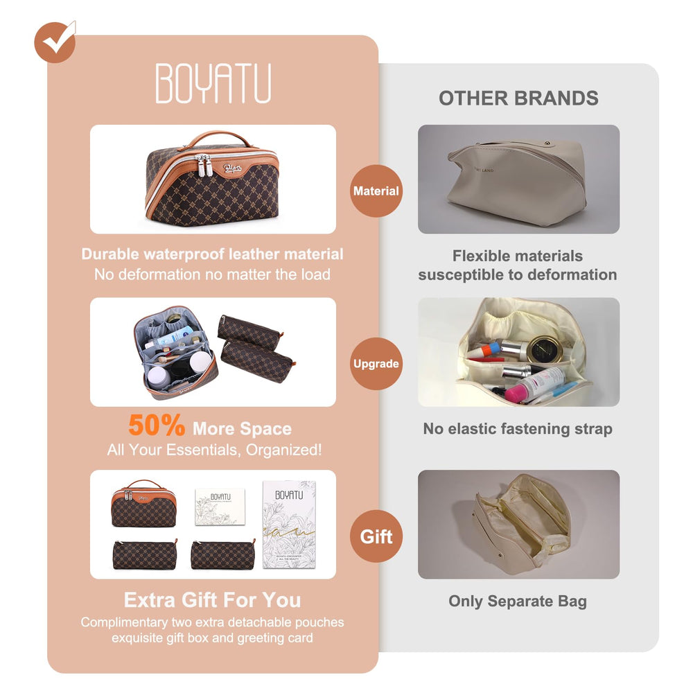 BOYATU trousse maquillage cuir vegan imperméable et durable.