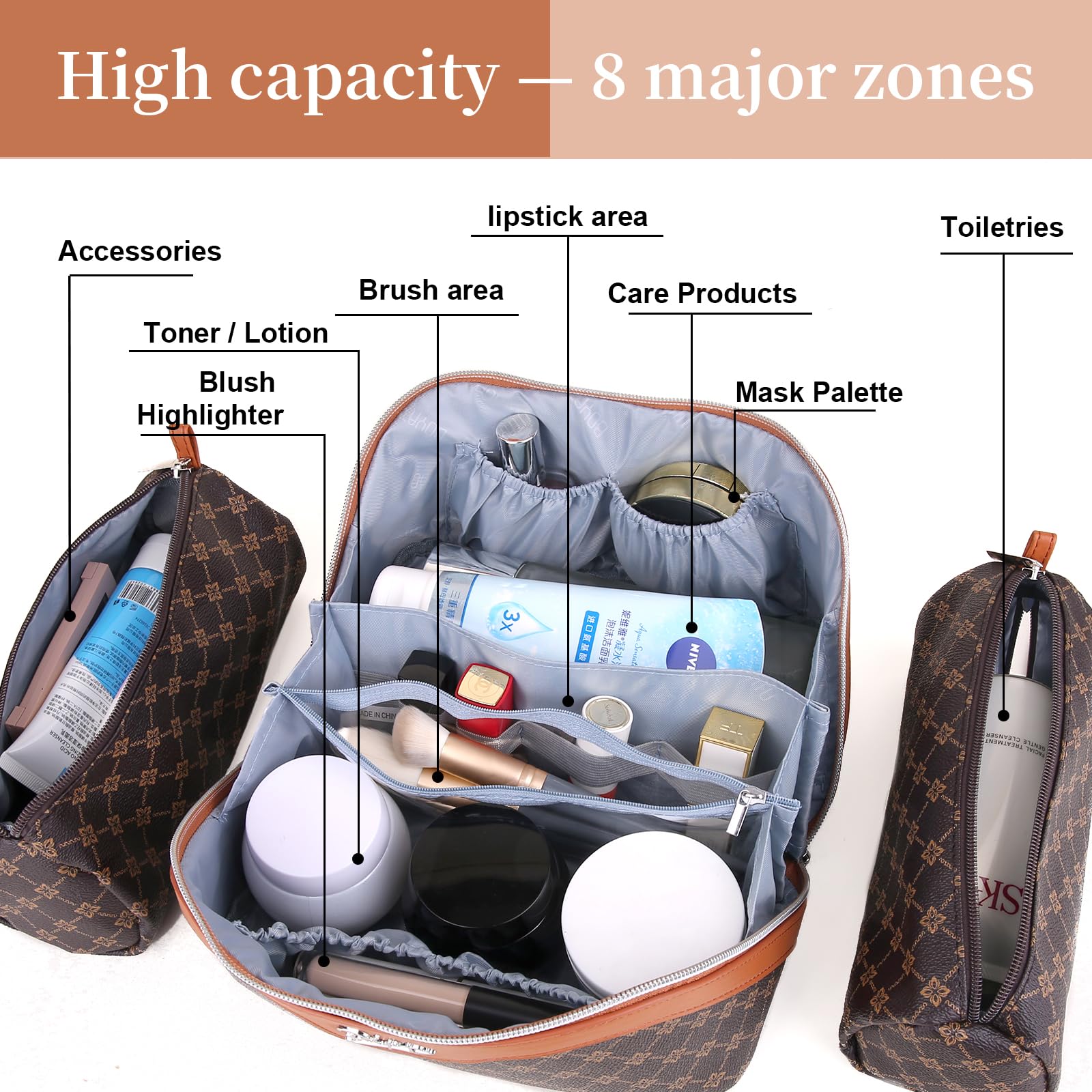 BOYATU trousse maquillage en voyage dans valise, accès rapide.
