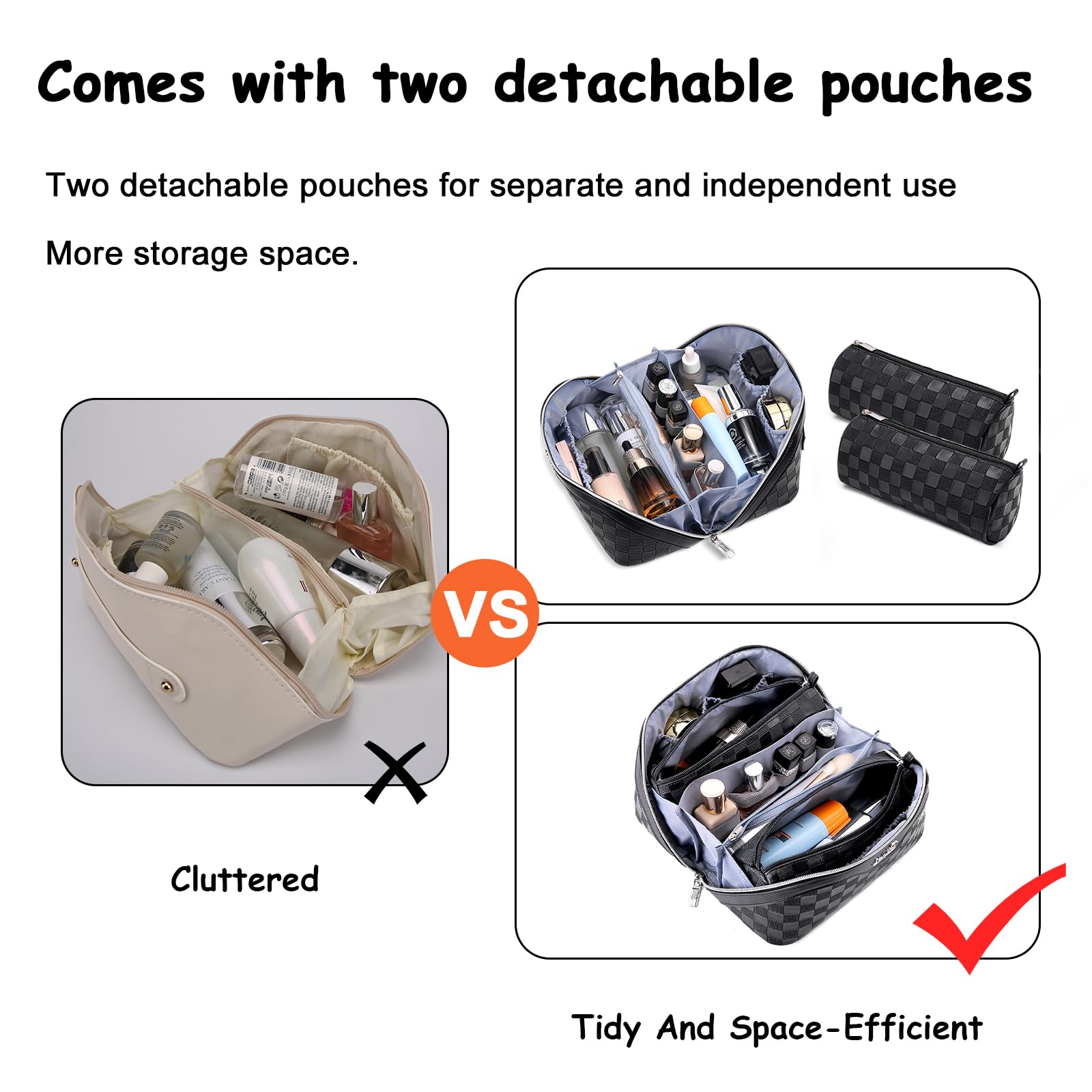 BOYATU trousse maquillage voyage avec poignée, transport pratique en déplacement.