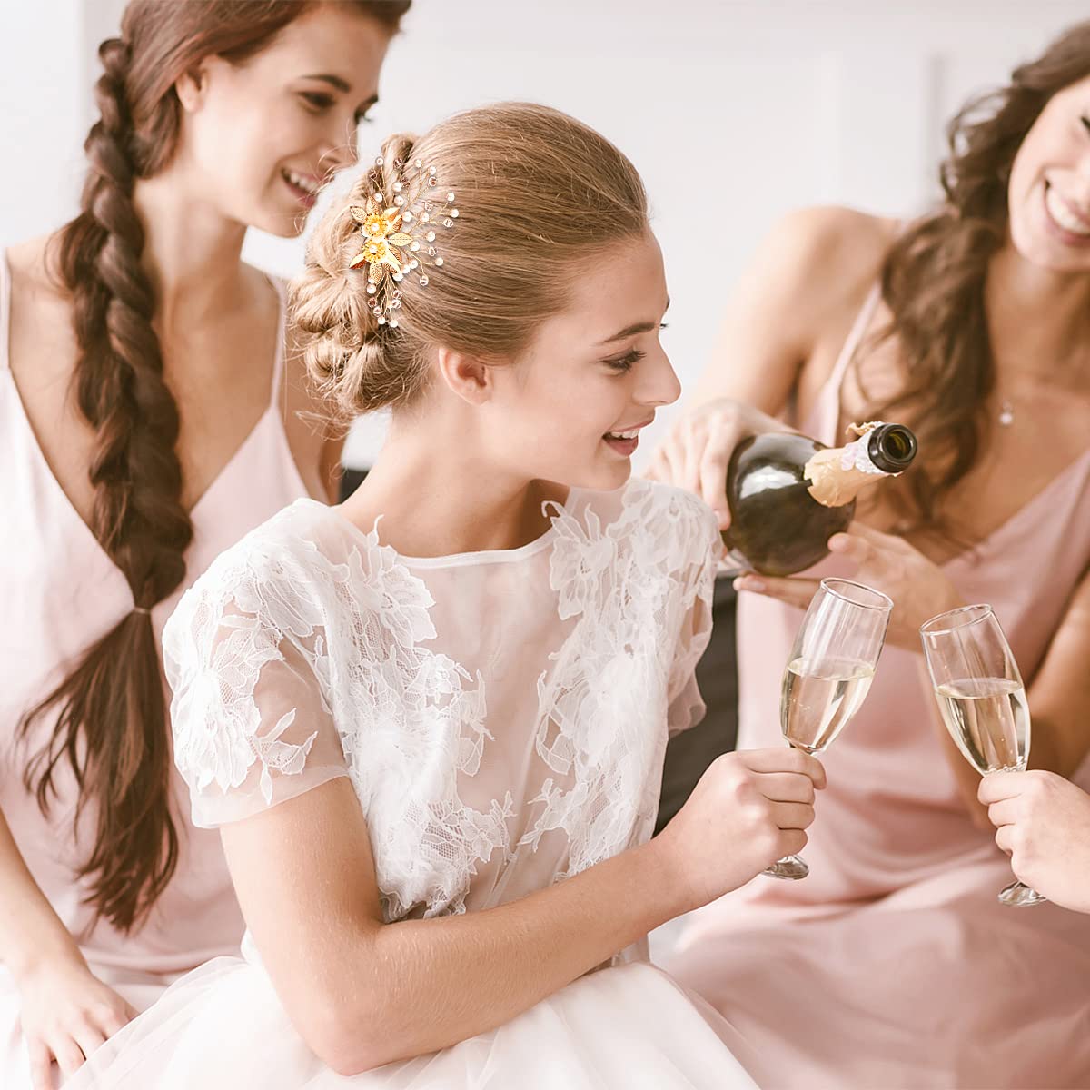 BOYIVI accessoires mariage feuilles et perles pour coiffure festive
