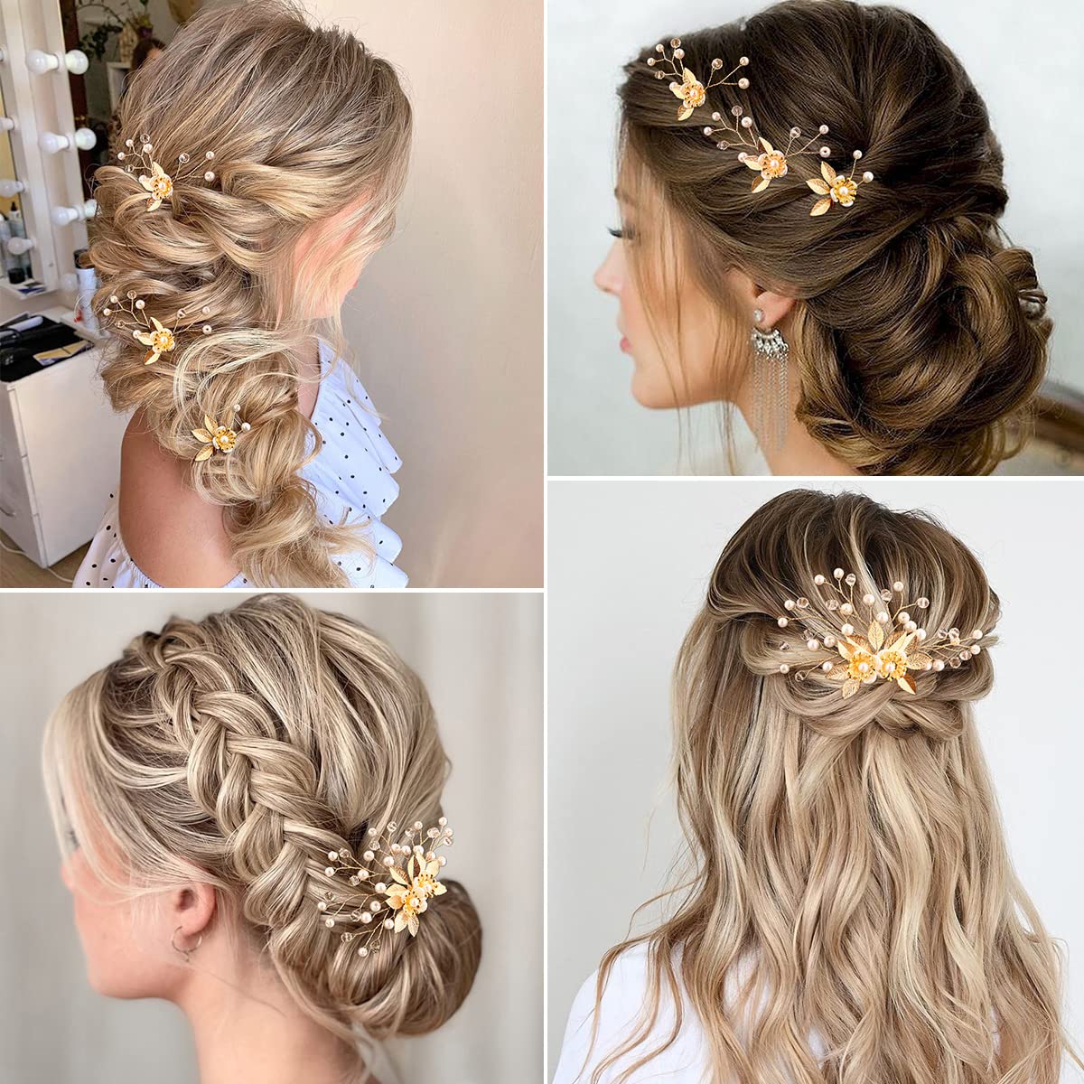 BOYIVI épingle cheveux vintage pour demoiselle d'honneur, finition dorée