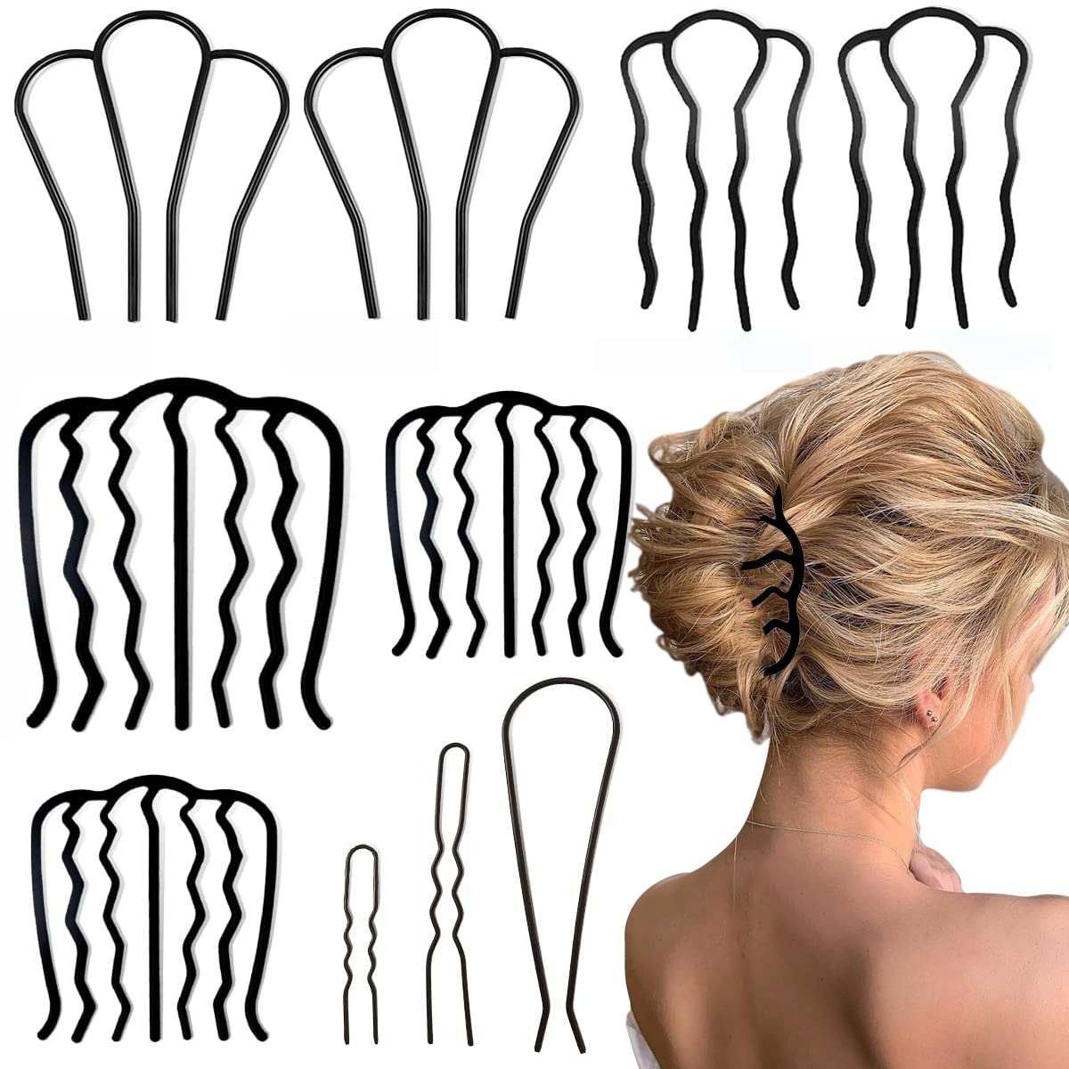 BOYIVI peigne lateral en U pour chignon, maintien sûr toute la journée