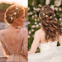 BOYIVI perles et fleurs dorées sur épingle-cheveux modèle 2, détail raffiné