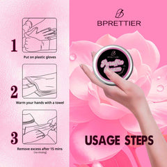 Mains et pieds après masque épais, zones sèches adoucies.