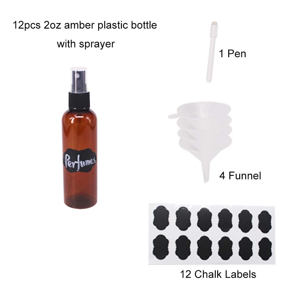 BPFY ensemble de flacons ambrés avec diffuseur et étiquettes, pratique pour l’organisation