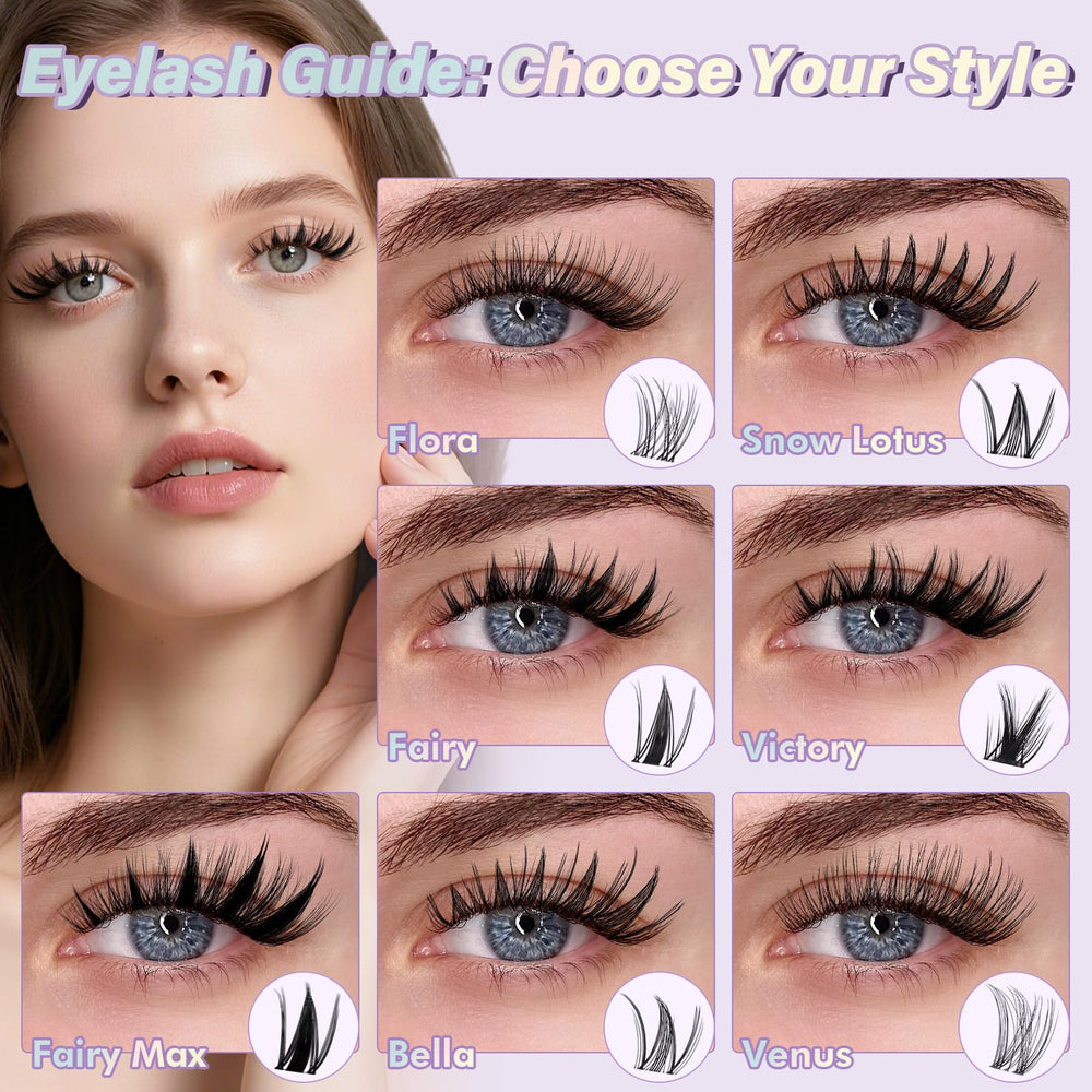 B&Qaugen Bella Lash Clusters Kit brosse et pinceau pour l'application précise