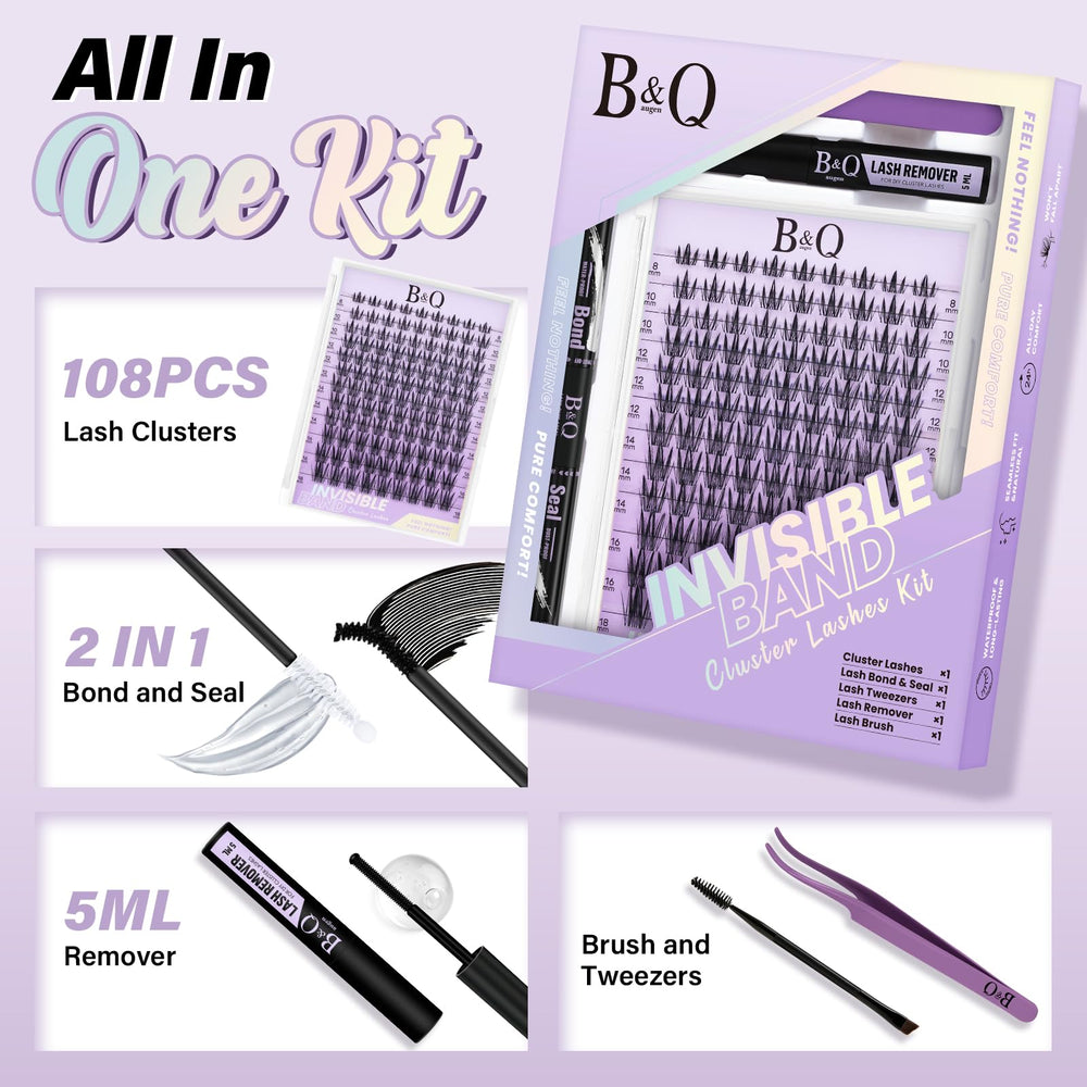 B&Qaugen Bella Lash Clusters Kit colle et fixateur pour fixation durable