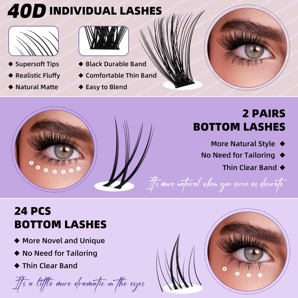 B&Qaugen : cils inférieurs 24 pièces pour look dramatique