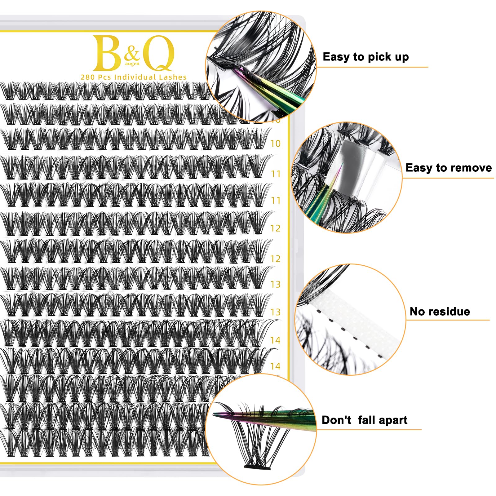bqaugen grappes cils effet plume 40D C 9-16mm : rendu élégant et polyvalent