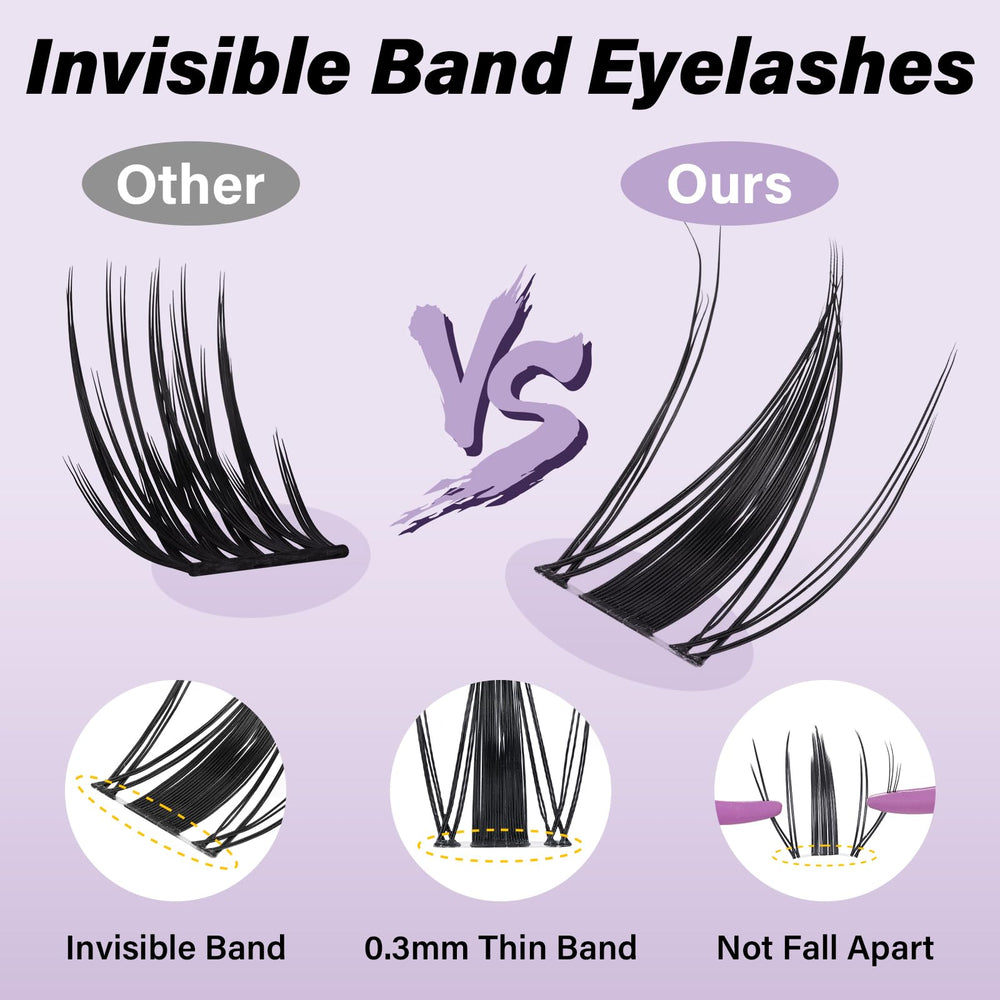 B&Qaugen Fairy Lash Clusters avec bande invisible 0,3 mm pour un regard discret.