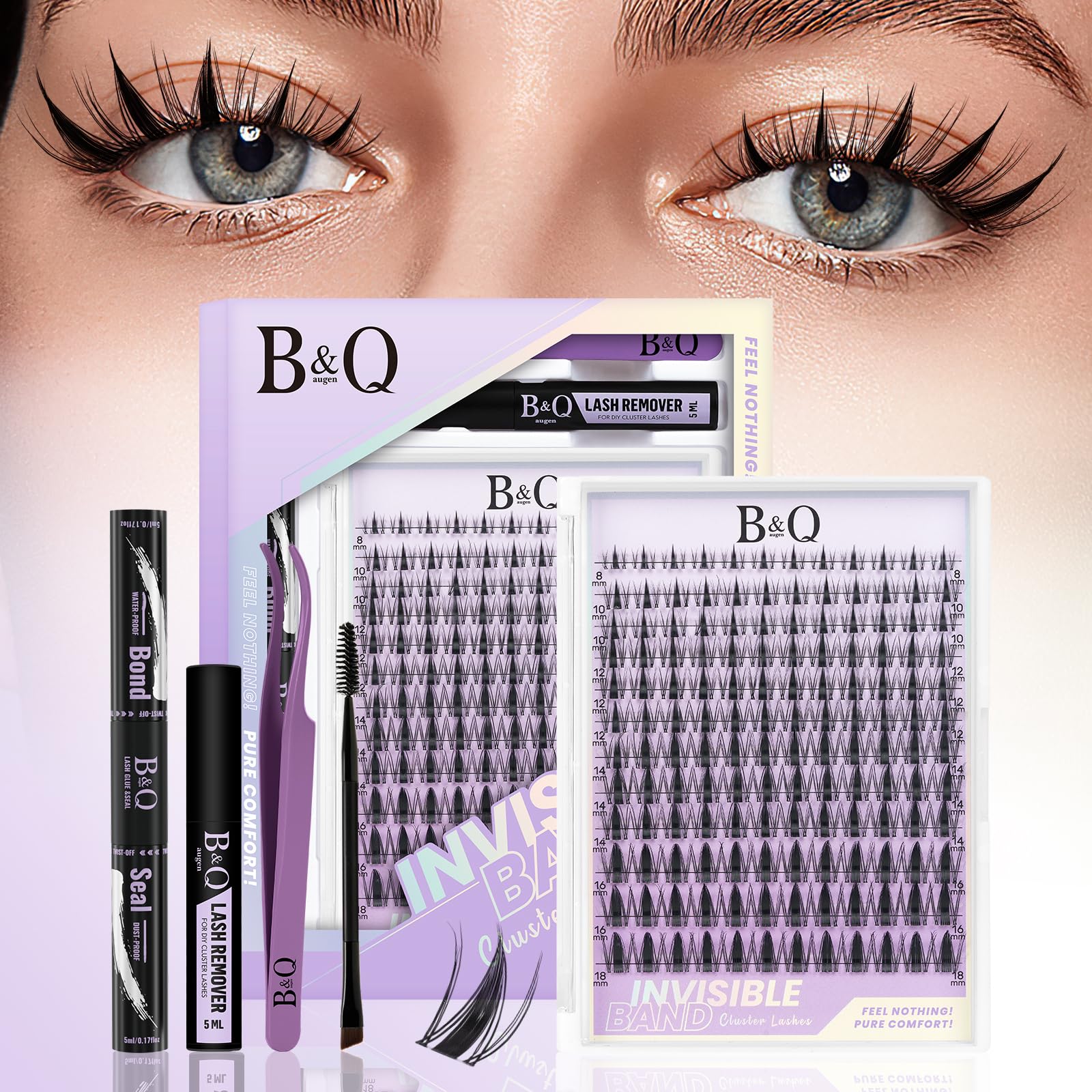 Kit B&Qaugen cils féeriques, ensemble prêt à l'emploi pour un regard manga