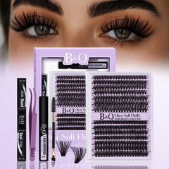 Kit B&Qaugen clusters cils ultra-doux pour extensions pratiques à domicile.