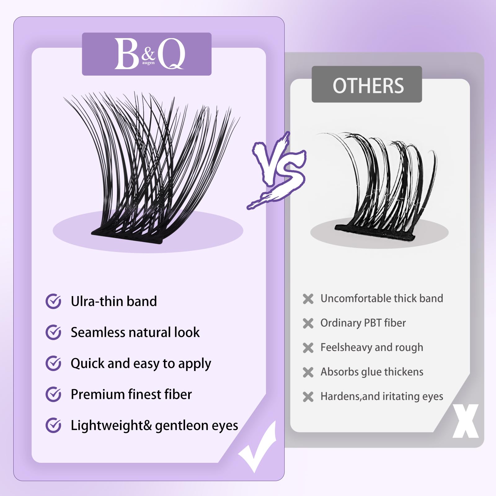 B&Qaugen Lash Clusters B05 D Courbe, effet naturel et duveteux.