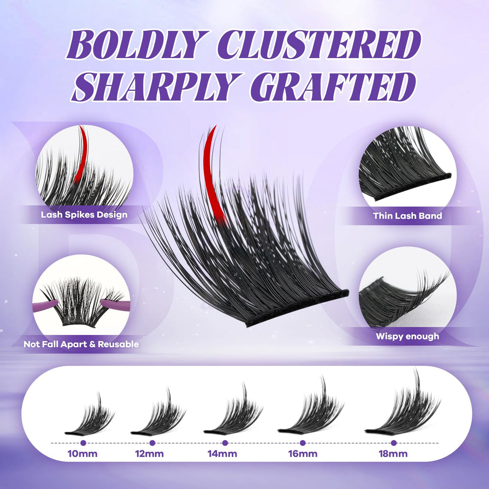 B&Qaugen lash clusters with dense fibers for wispy fullness